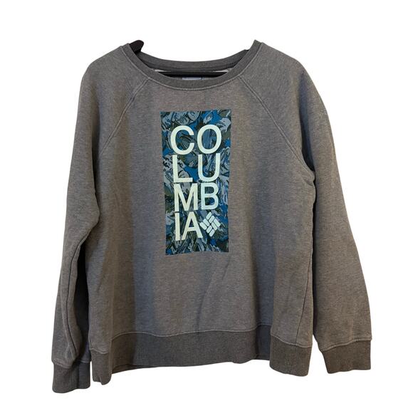 Columbia Hart Mountain Graphic Crew Sweatshirt Women’s XL City Grey Heather - Picture 1 of 6